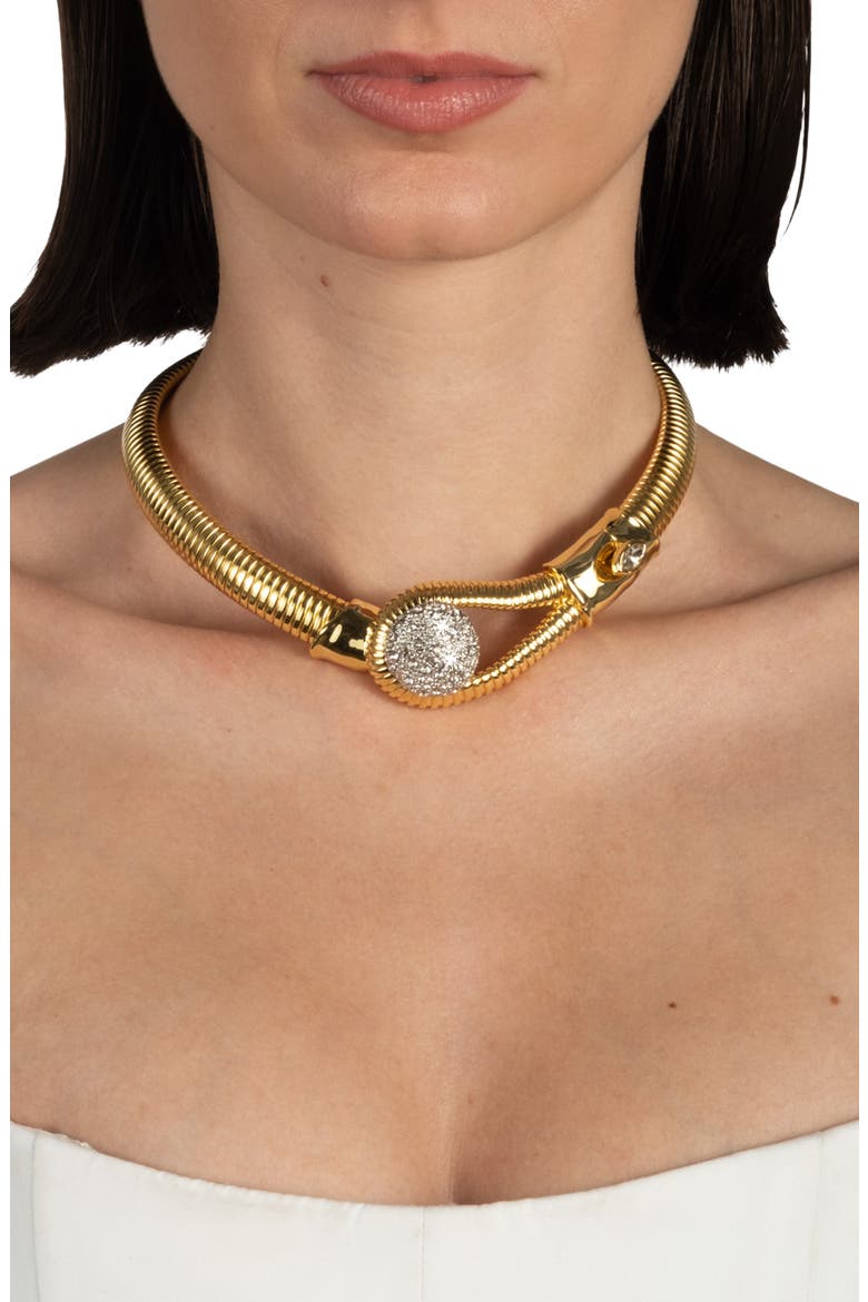 Solanales Crystal Pavé Pebble Collar Necklace, Alternate, color, CRYSTALS