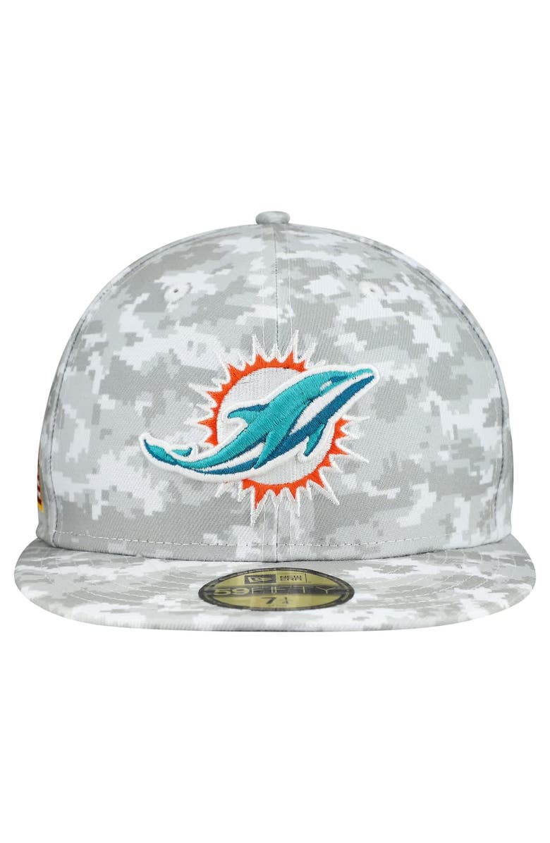 New Era Men
s New Era  White Miami Dolphins 2025 Salute to Service Fan Pack 59FIFTY Fitted Hat, Alternate, color, White