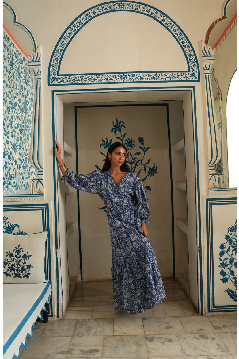Tara Wrap Dress, Alternate, color, BLUE BLOSSOM