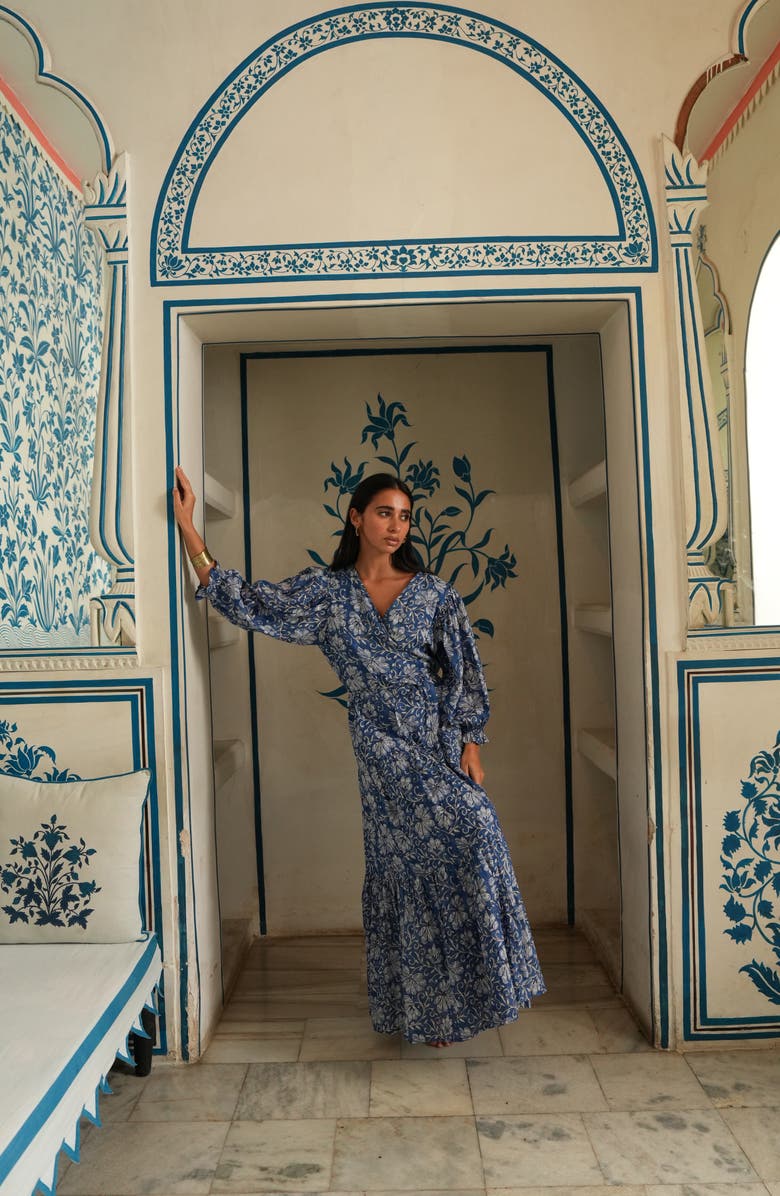 Talisman the Label Tara Wrap Dress, Alternate, color, Blue Blossom