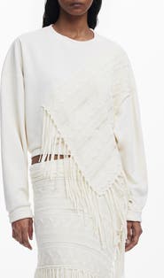 Desigual Mixed Stitch Fringe Sweatshirt