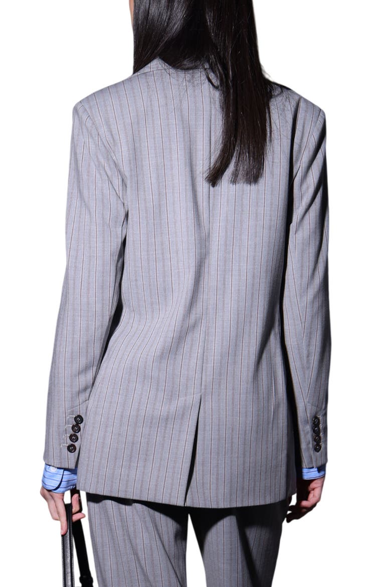 Trista Double Breasted Blazer, Alternate, color, GREY BROWN STRIPE