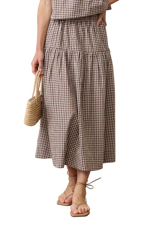 Gia Gingham Pima Cotton Poplin Skirt