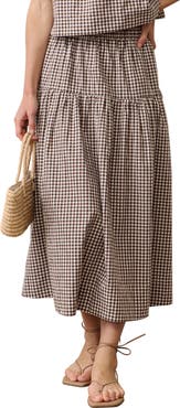 Marine Layer Gia Gingham Pima Cotton Poplin Skirt