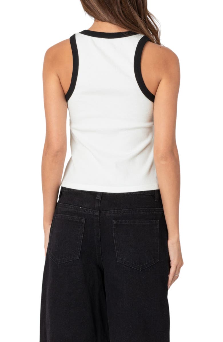 EDIKTED Wes Contrast Trim Rib Racerback Crop Tank, Alternate, color, 