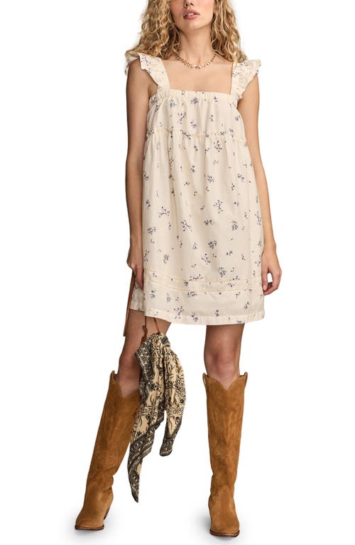 Lucky Brand Ruched Flutter Minidress In Neutral