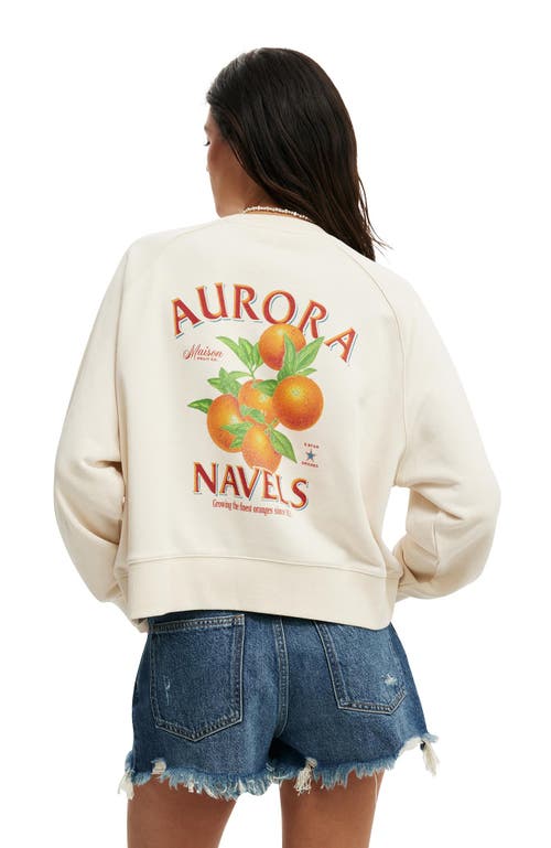 COTTON ON CLASSIC FLEECE GRAPHIC RAGLAN CREW SWEATSHIRT 