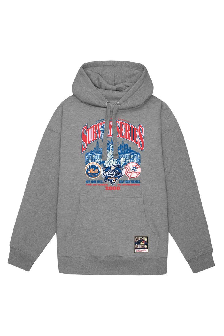Men's Mitchell & Ness Heather Gray New York Yankees vs. New York Mets 2000 World Series Pullover Hoodie, Alternate, color, Heather Gray