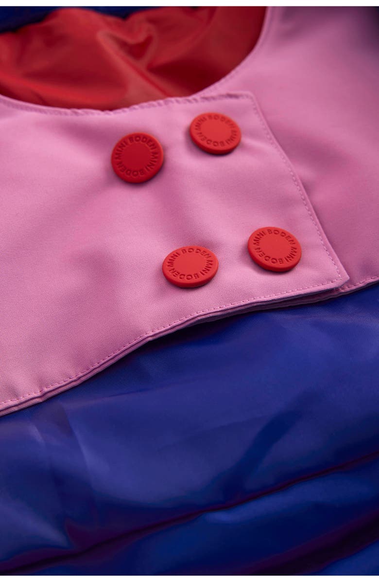 Mini Boden Kids' All Weather Faux Fur Trim Hooded Waterproof Coat, Alternate, color, Pink Metallic Colourblock