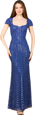 LARA New York Beaded Gown with Cap Sleeves