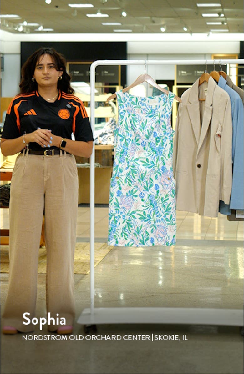 The Lilly Print Sleeveless Organic Cotton Blend Sheath Dress, sales video thumbnail