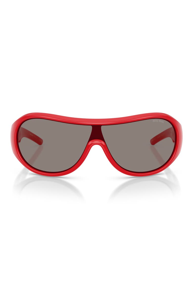 Runway Irregular Sunglasses, Main, color, RED / DARK GREY