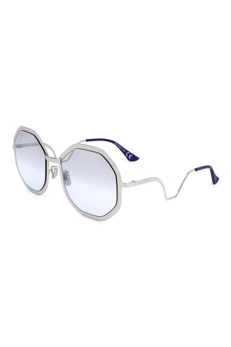 58mm Round Sunglasses, Alternate, color, SILVER / GREY