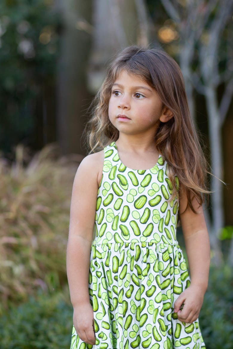 Girls Cross Back Dress, Alternate, color, Pickles