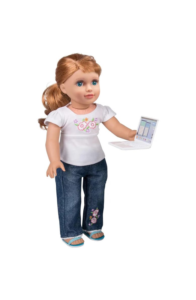 Dress Along Dolly Metal Computer Laptop w Carrying Bag Made for 18" Dolls - Durable Metal Construction w Detailed Display, Alternate, color, Grey