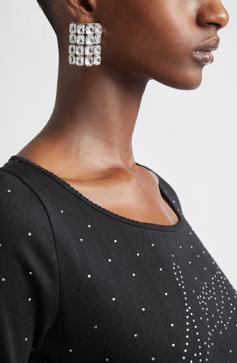 Area Crystal Pavé Earrings, Alternate, color, Clear Crystal/ Silver