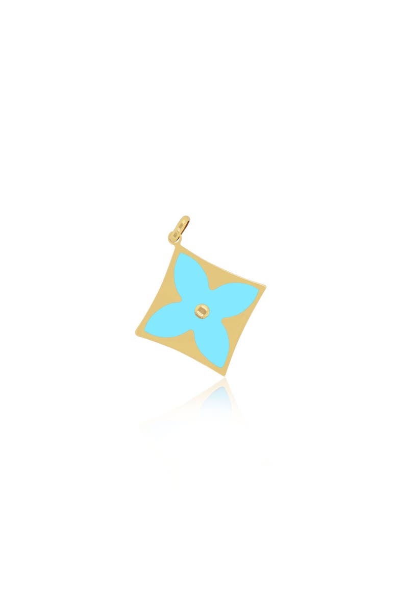 The Lovery Fine Jewelry Turquoise Luxe Flower Charm, Main, color, Turquoise