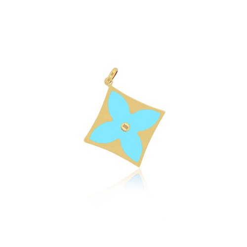 The Lovery Fine Jewelry Turquoise Luxe Flower Charm In Gold