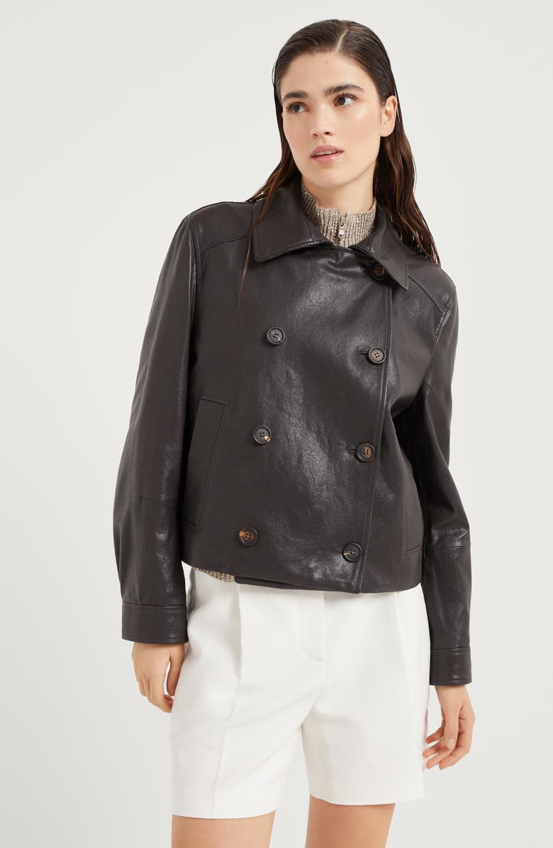 Brunello Cucinelli Crop caban jacket with monili, Alternate, color, 