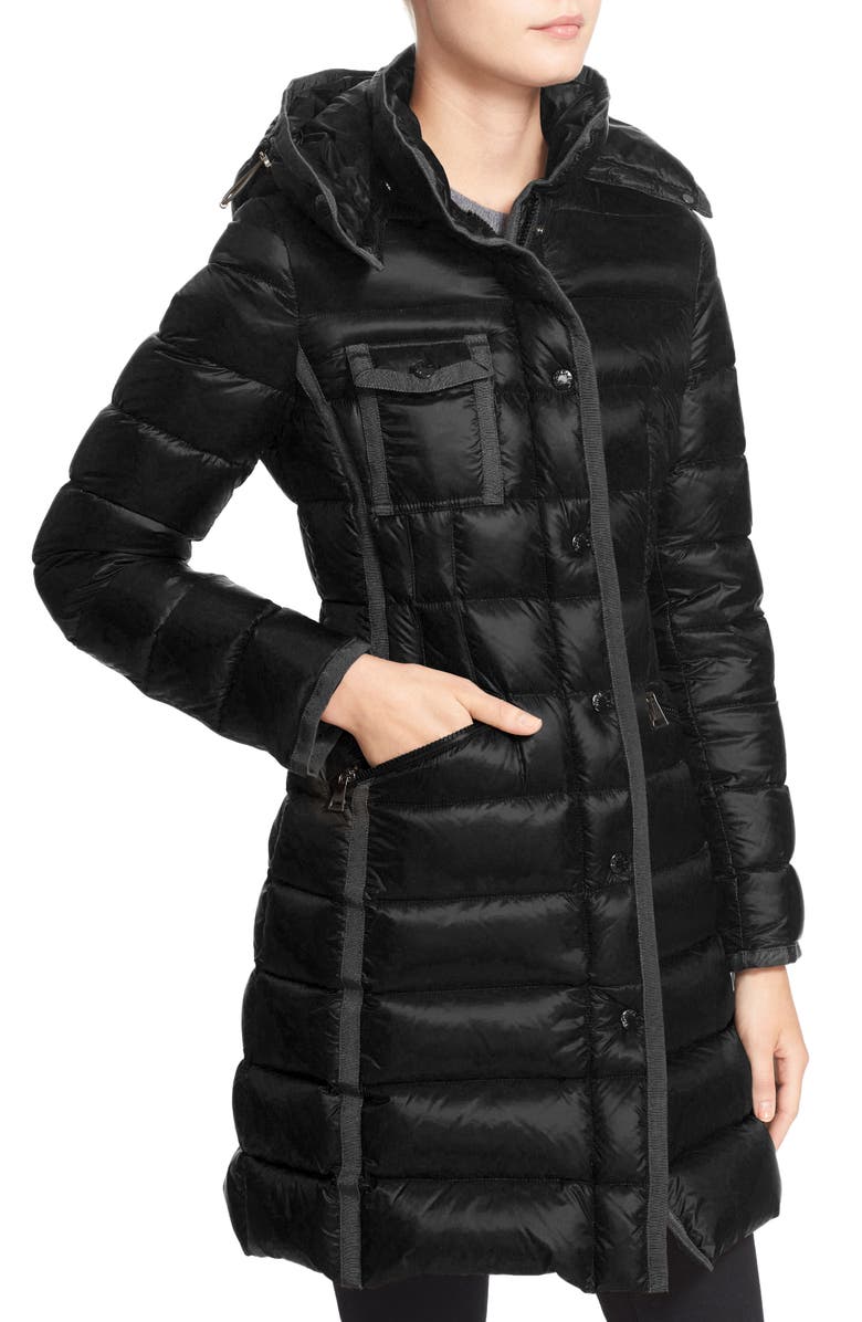 Moncler 'Hermine' Grosgrain Trim Water Resistant Down Coat, Alternate, color, 