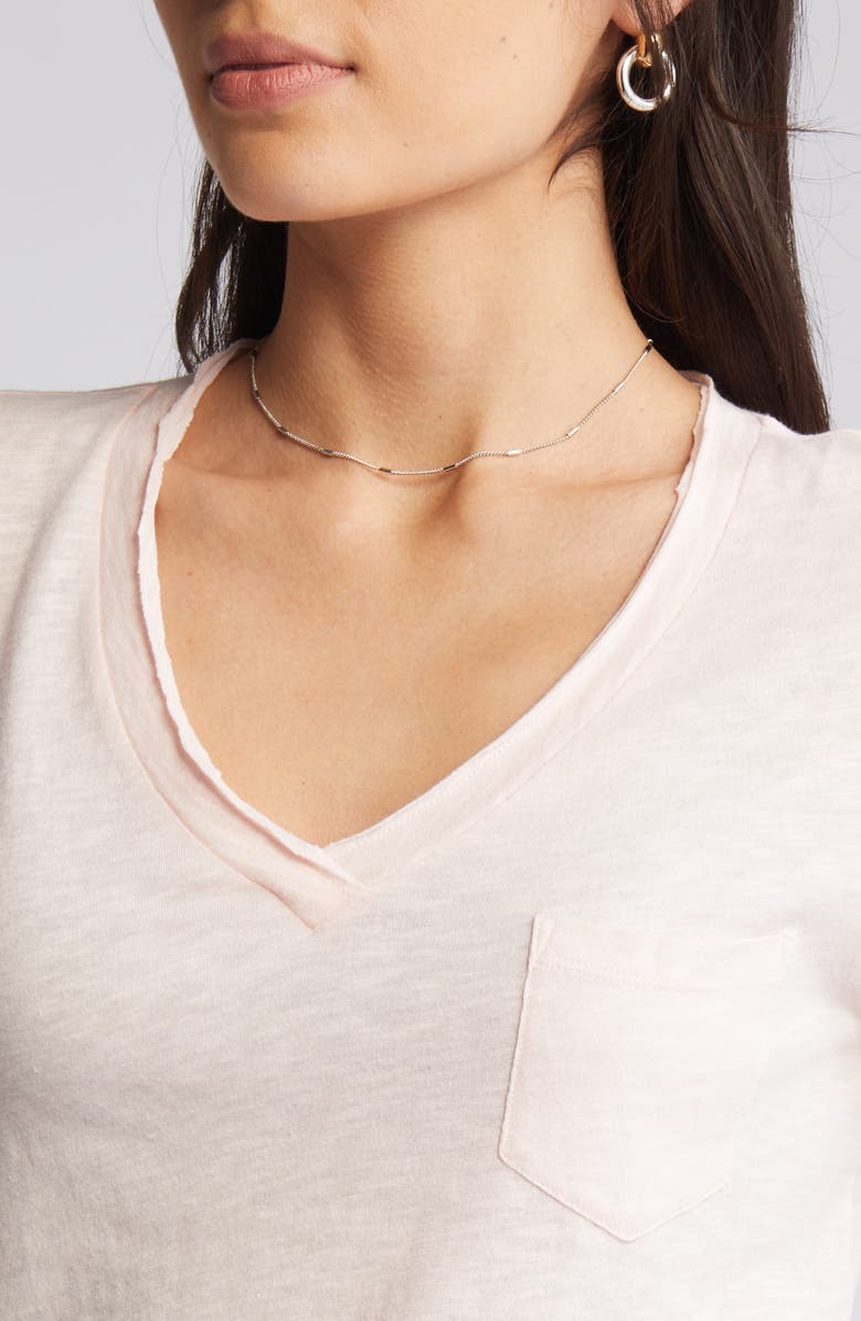 Caslon<sup>®</sup> V-Neck Short Sleeve Pocket T-Shirt, Alternate, color, Pink Beach