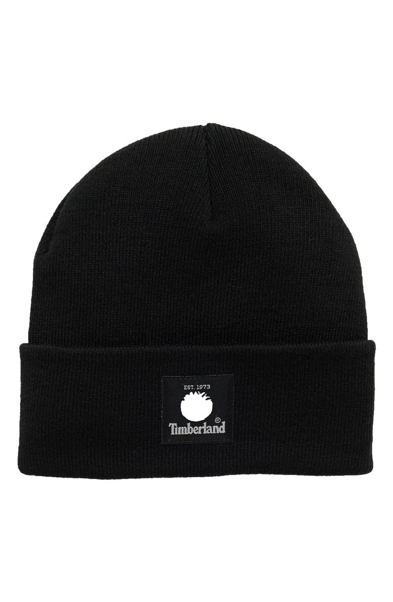 Timberland Watchcap Cuffed Beanie, Main, color, Black
