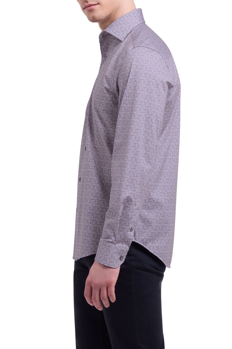 Devon OoohCotton® Geo Print Button-Up Shirt, Alternate, color, WOOD ROSE