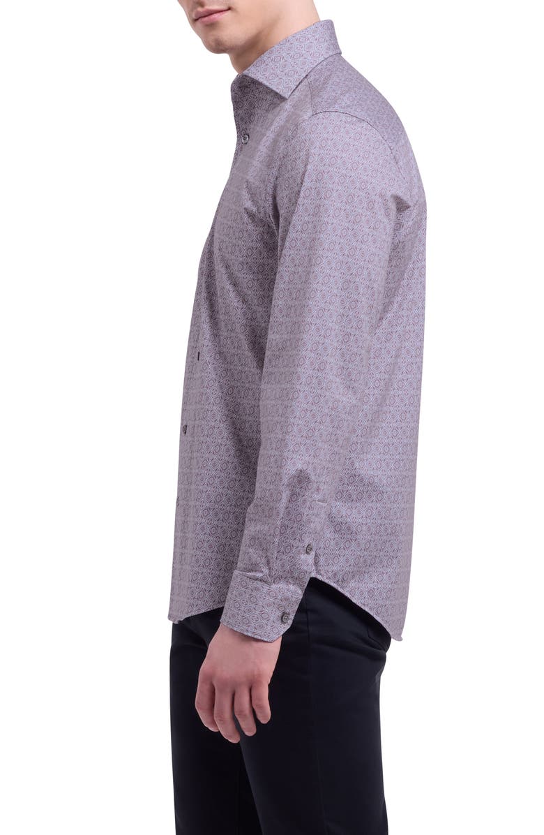 Bugatchi Devon OoohCotton<sup>®</sup> Geo Print Button-Up Shirt, Alternate, color, Wood Rose