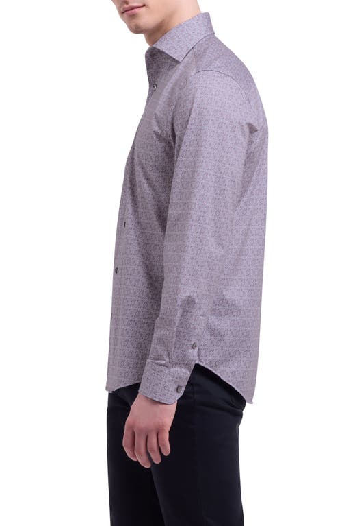 Bugatchi Devon Ooohcotton® Geo Print Button-up Shirt In Gray