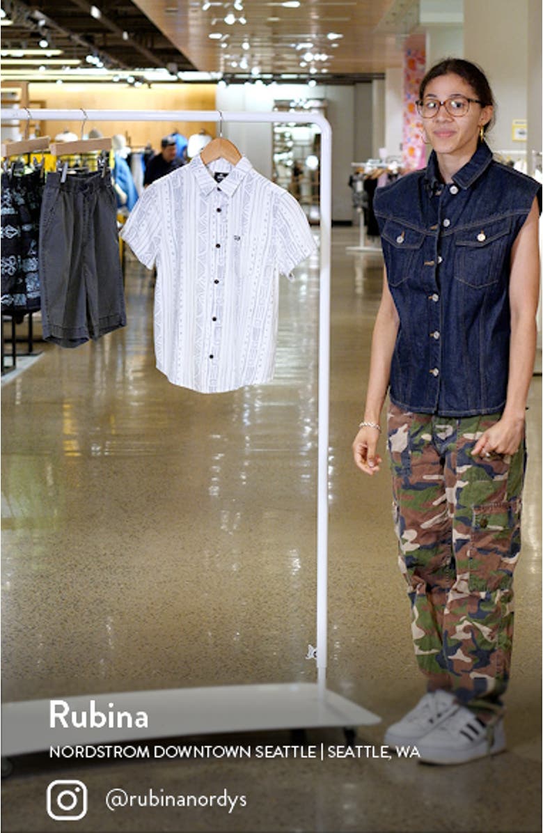 Kids' Fun Times Short Sleeve Viscose & Linen Button-Up Shirt, sales video thumbnail