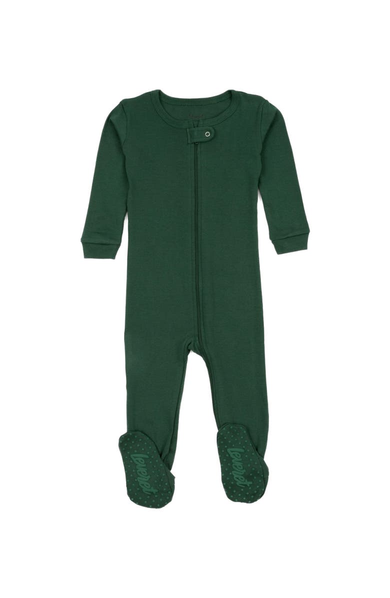Leveret Footed Solid Cotton Matching Family Pajamas, Main, color, Uniform Green