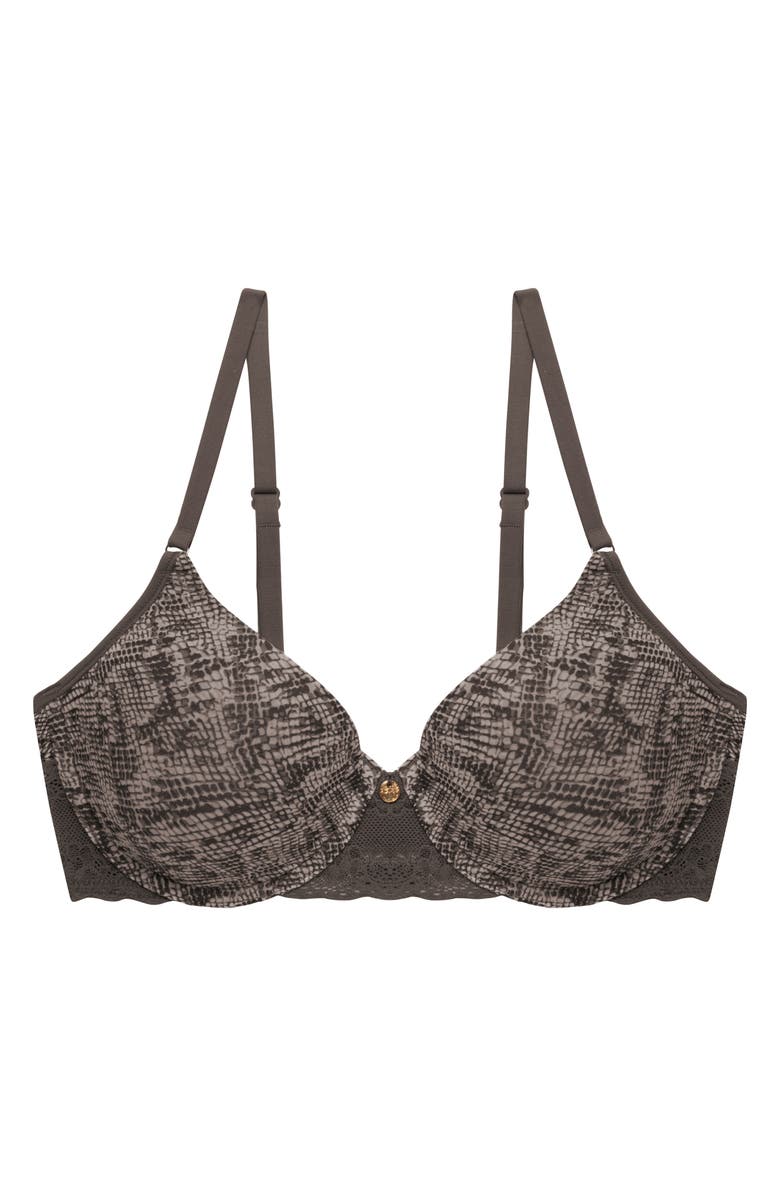 Natori Bliss Perfection Comfort T-Shirt Bra, Alternate, color, Charcoal Python