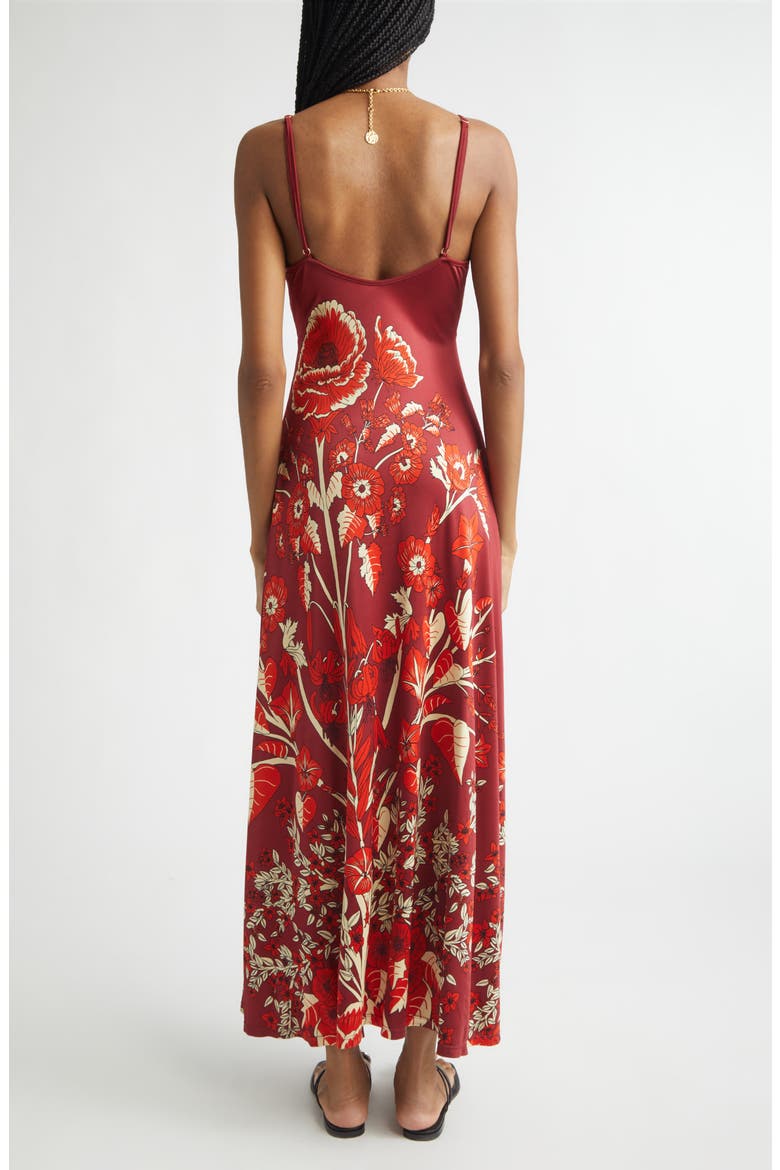 Sendero de Astromelias Floral Jersey Maxi Dress, Alternate, color, WINE / RED