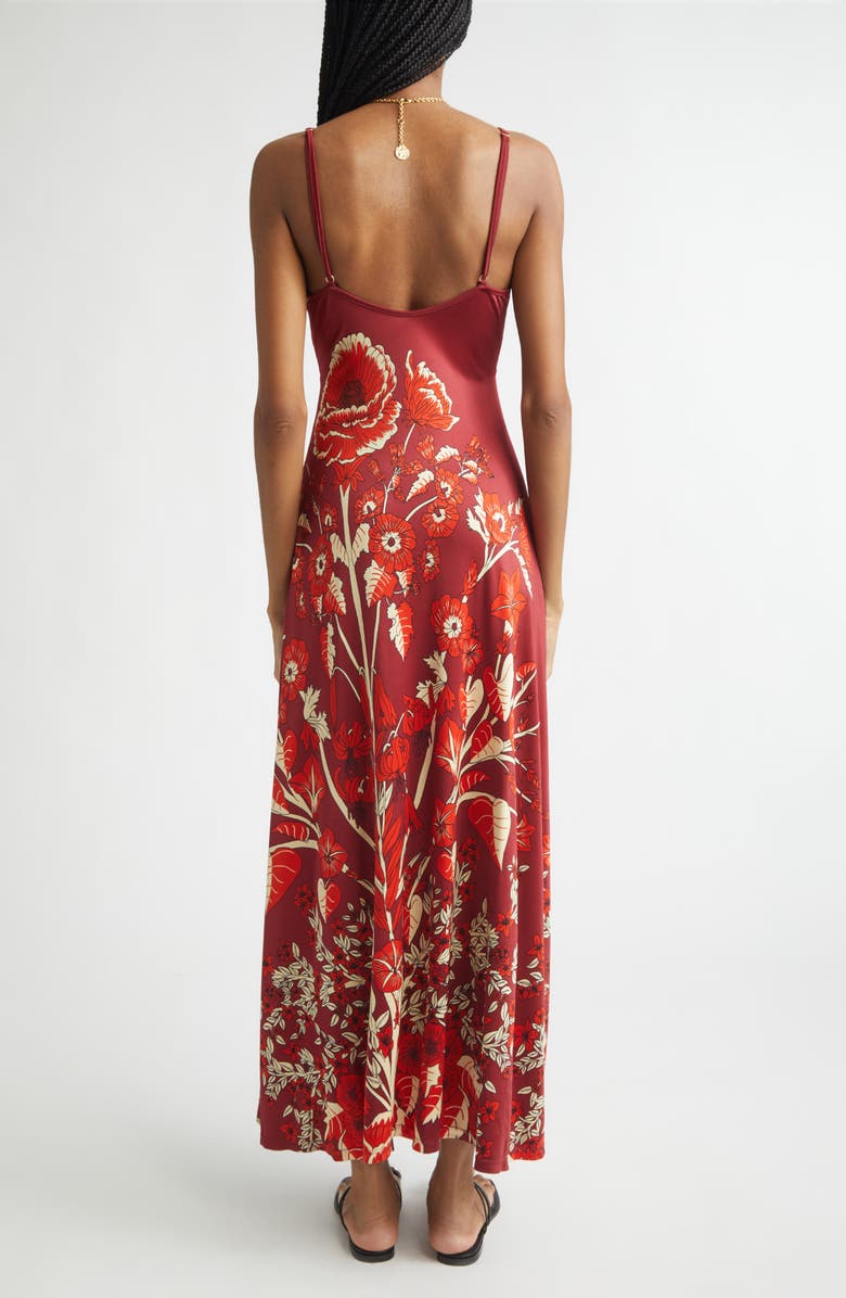 Johanna Ortiz Sendero de Astromelias Floral Jersey Maxi Dress, Alternate, color, Wine / Red