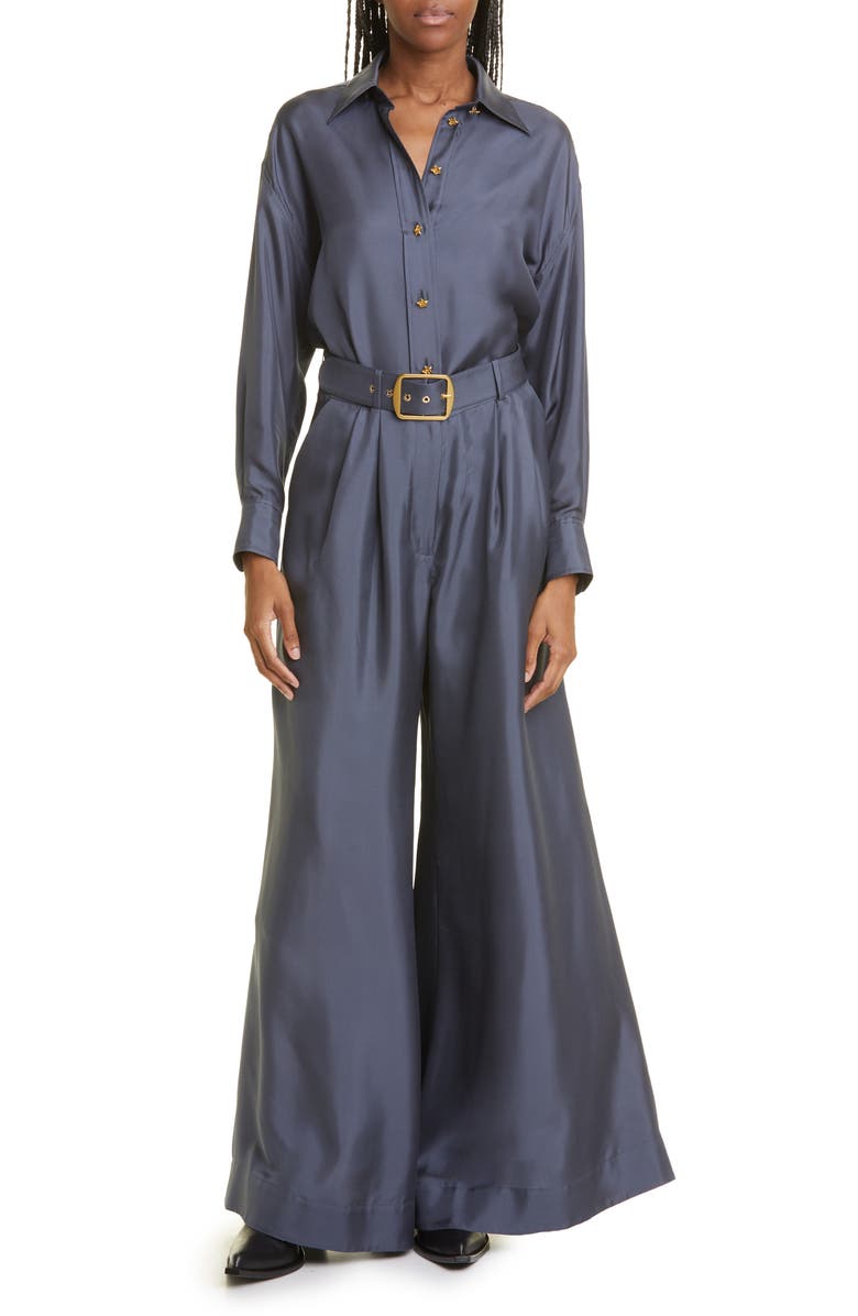 Zimmermann Pleated Wide Leg Silk Pants, Alternate, color,