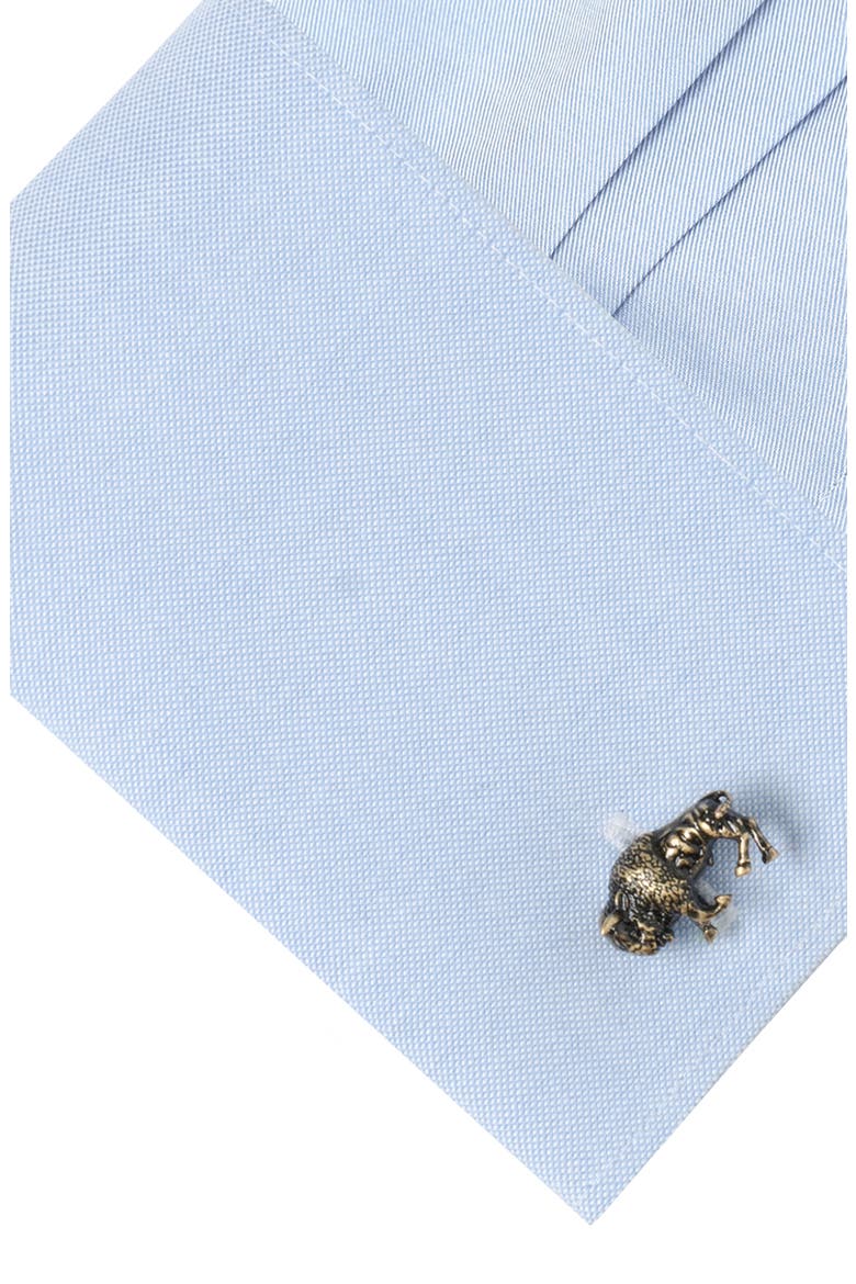 Bison Cuff Links, Alternate, color, BRONZE