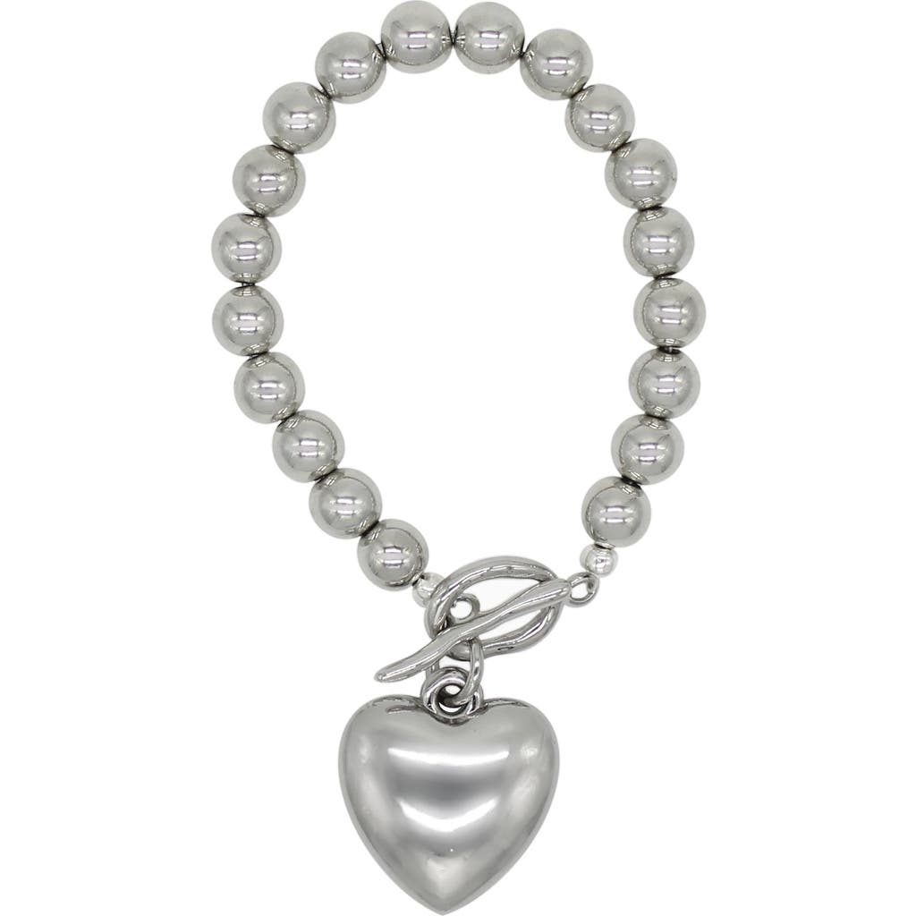 Velvet Luna Hematite Bracelet With Heart Charm In Silver