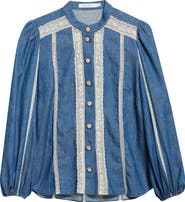 Zimmermann Awaken Lace Trim Denim Shirt