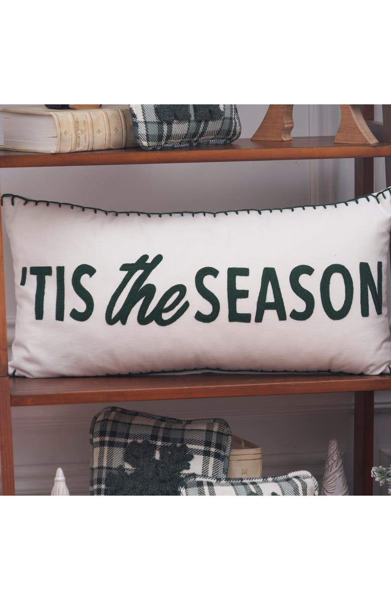 C&F Home "Tis The Season" Cotton Blend Christmas Accent Pillow 12" x 24", Alternate, color, White