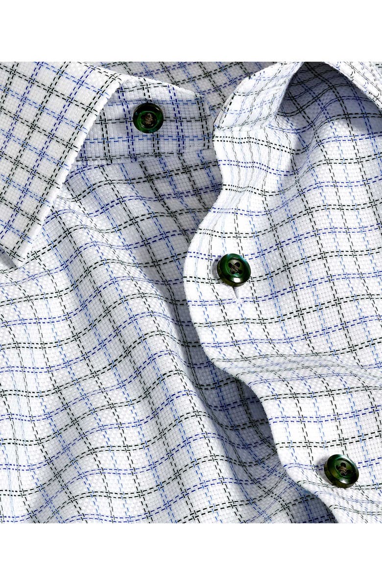 David Donahue Regular Fit Windowpane Print Cotton Dress Shirt, Alternate, color, White/ Blue/ Green