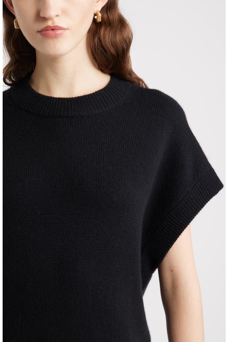 Cap Sleeve Wool & Cashmere Sweater, Alternate, color, BLACK ROCK