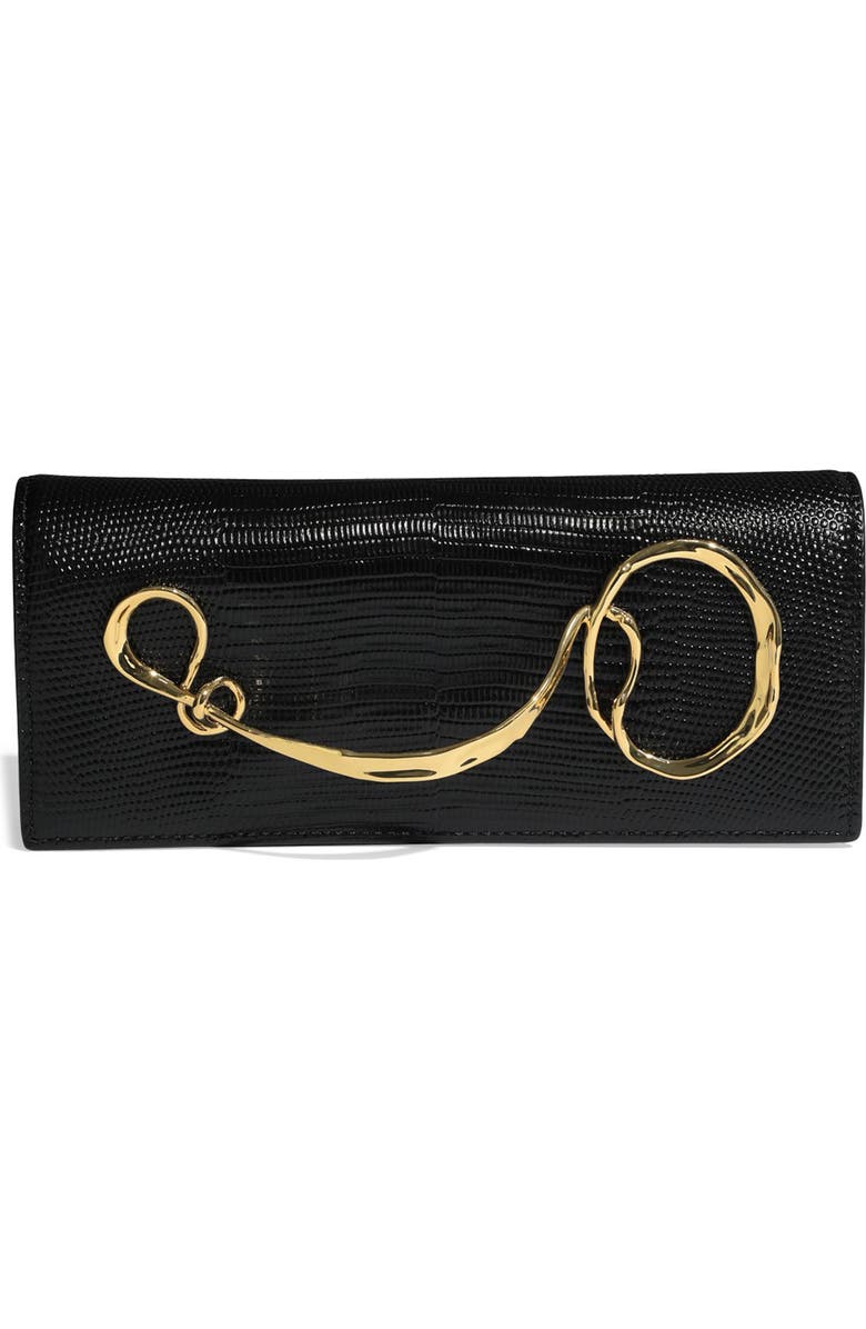 Alexis Bittar Twisted Side Handle Leather Clutch, Main, color, Black