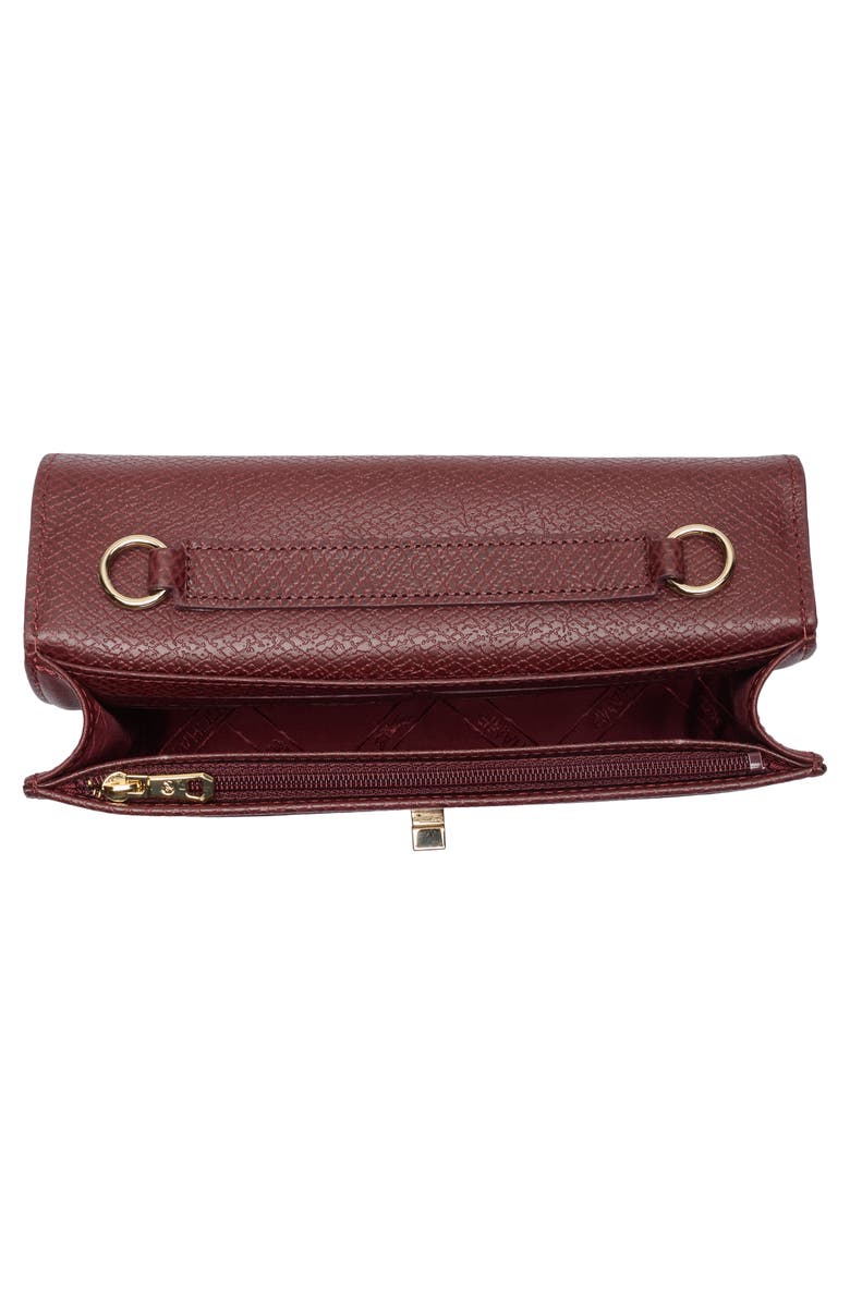 Longchamp Leather Wallet on a Chain, Alternate, color, Burgundy