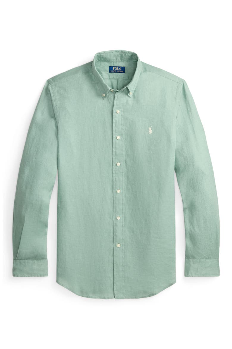 Classic Fit Linen Button-Down Shirt, Alternate, color, FADED MINT