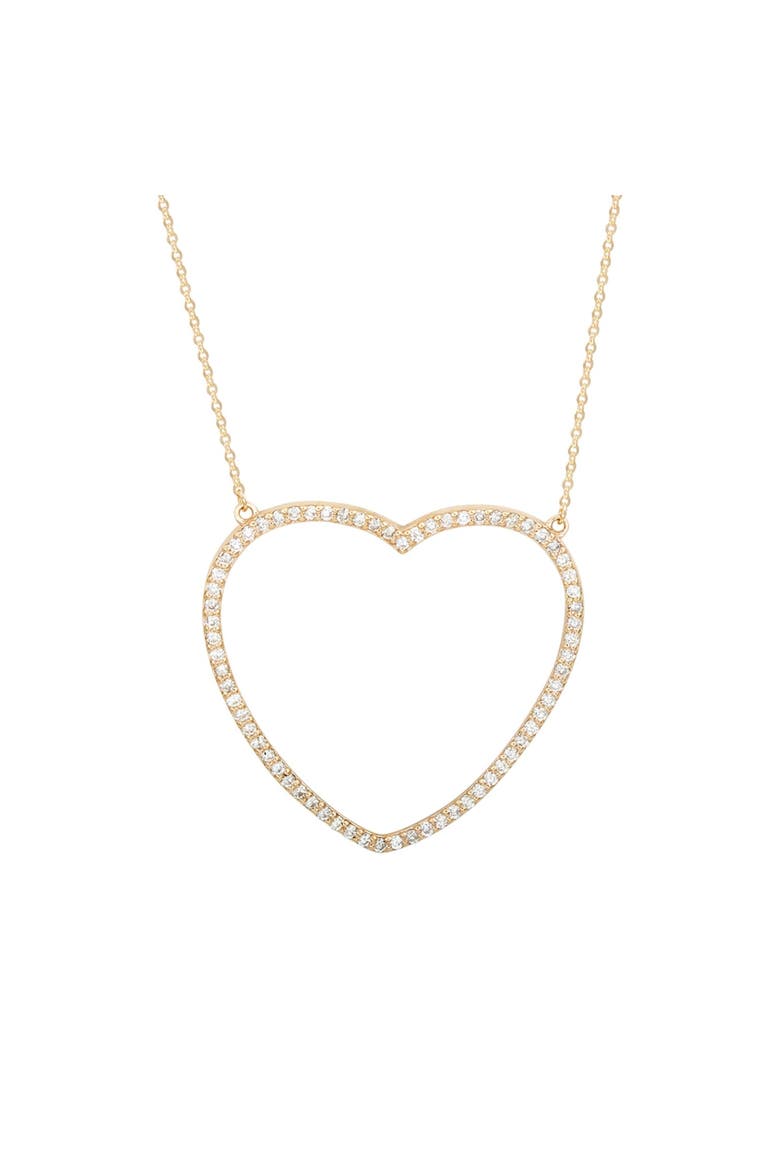 14K Gold Diamond Large Heart Pendant Necklace, Main, color, Yellow Gold