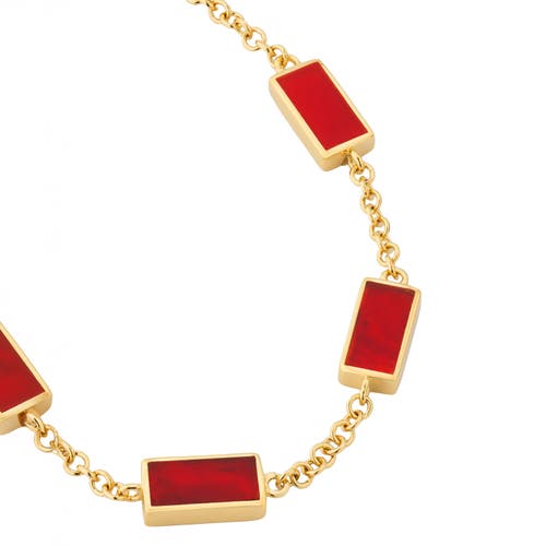 Jan Leslie Five Station Dash Rectangle Bracelet In Sterling With 18k Gold Overlay In Brown