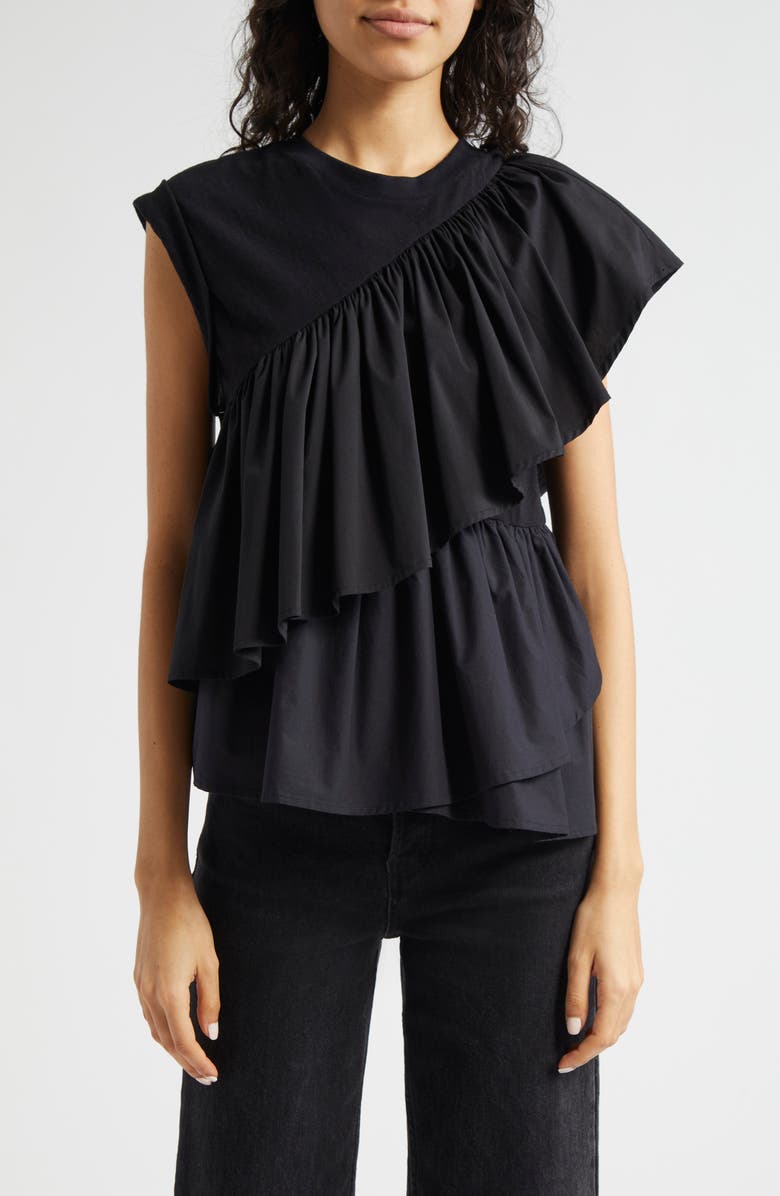 Cinq à Sept Micki Woven Ruffle Layer T-Shirt, Main, color, 
