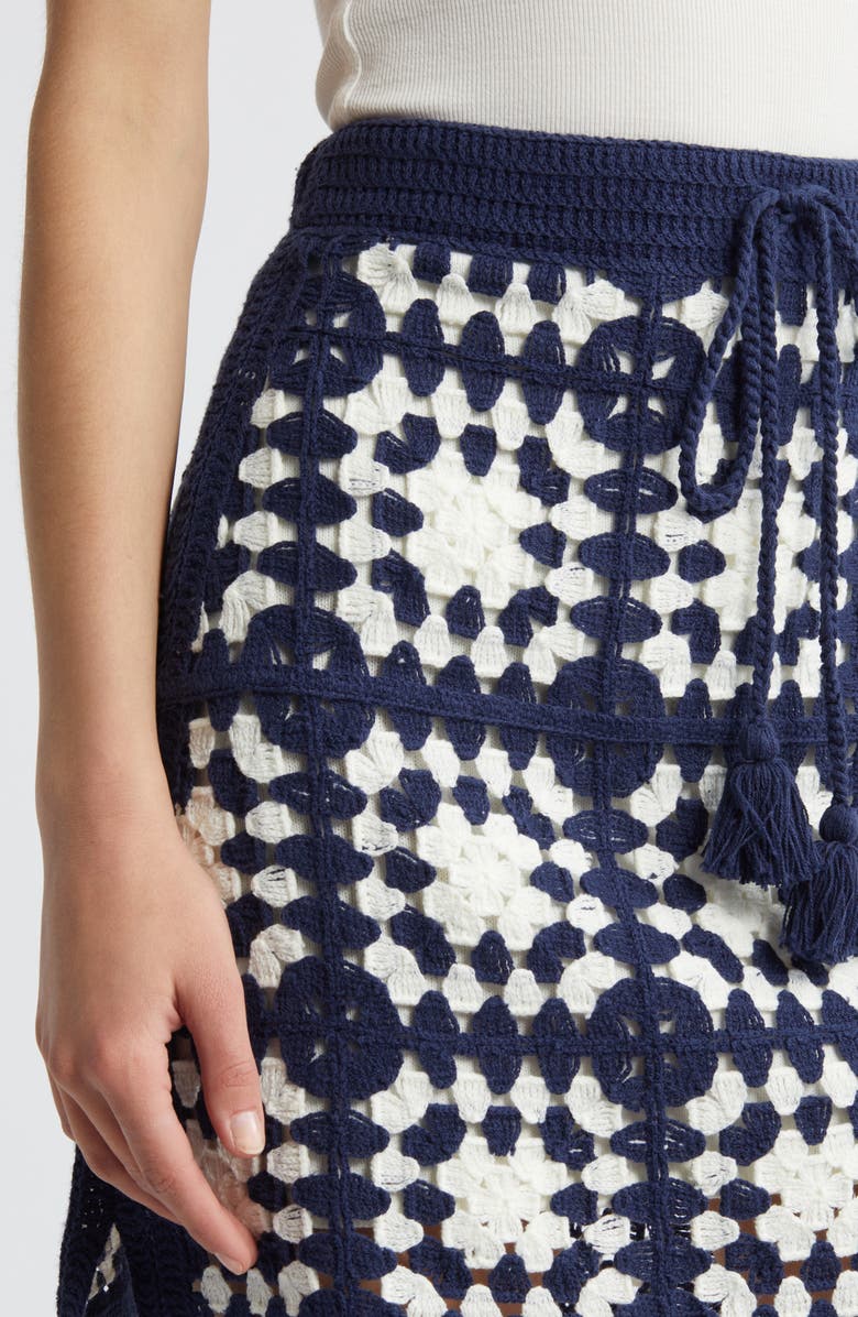 FRAME Tassel Crochet Miniskirt, Alternate, color, Navy Multi