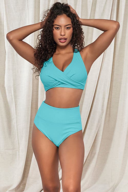 Shop Pacifica By Sunsets Hannah High Waist Bikini Swim Bottoms In Pool Party