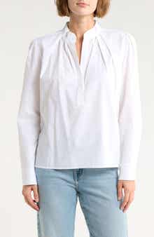 CISSA Split Neck Puff Sleeve Top
